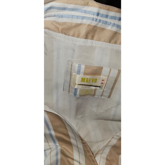 New Anthropologie Maeve Asymmetrical Wrap Shirt Dress $180 SIZE 14 Neutral Motif - Picture 10 of 10